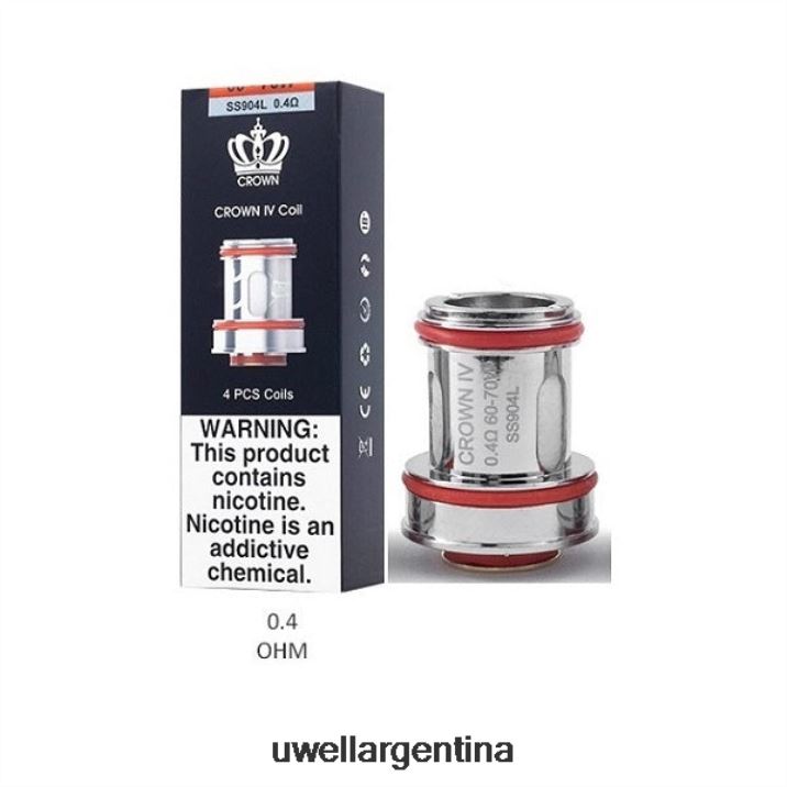 UWELL CROWN 4 bobinas de repuesto (paquete de 4) doble bobina 0.4ohm - UWELL Vape Disposable PDH2VP183