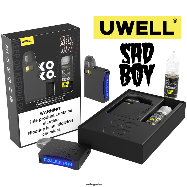 UWELL CALIBURN AK3 kit + vainas a3s 0.8ohm (x2) + daddy's vapor 10ml sales 50mg crl: negro/flv: galleta de natillas 50 mg - UWELL Vape Disposable PDH2VP243