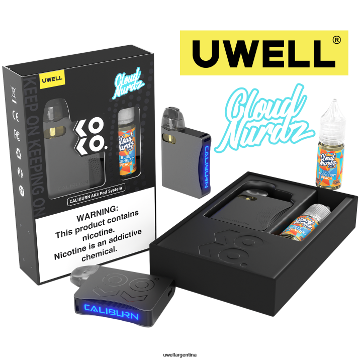 UWELL CALIBURN AK3 kit + vainas a3s 0.8ohm (x2) + daddy\'s vapor 10ml sales 50mg crl: negro/flv: galleta de natillas 50 mg - UWELL Vape Disposable PDH2VP243