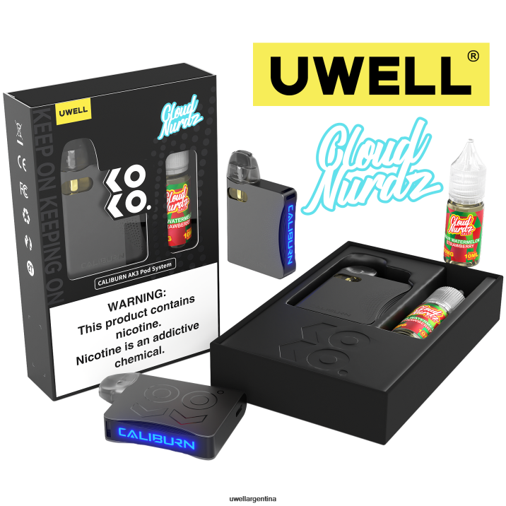 UWELL CALIBURN AK3 kit + vainas a3s 0.8ohm (x2) + daddy\'s vapor 10ml sales 50mg crl: negro/flv: galleta de natillas 50 mg - UWELL Vape Disposable PDH2VP243
