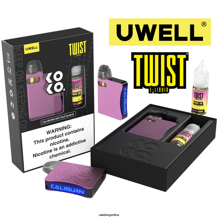 UWELL CALIBURN AK3 kit + vainas a3s 0.8ohm (x2) + daddy\'s vapor 10ml sales 50mg crl: negro/flv: galleta de natillas 50 mg - UWELL Vape Disposable PDH2VP243