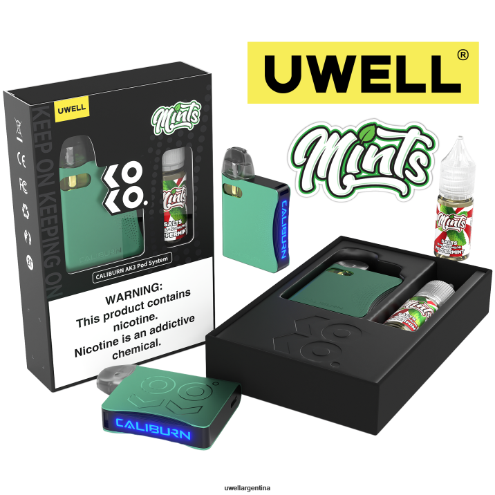 UWELL CALIBURN AK3 kit + vainas a3s 0.8ohm (x2) + daddy\'s vapor 10ml sales 50mg crl: negro/flv: galleta de natillas 50 mg - UWELL Vape Disposable PDH2VP243