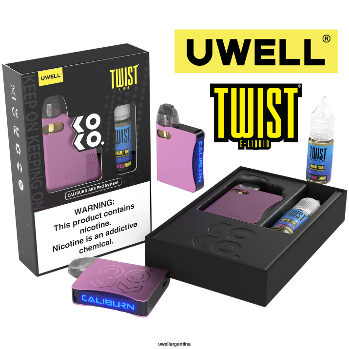 UWELL CALIBURN AK3 kit + vainas a3s 0.8ohm (x2) + daddy\'s vapor 10ml sales 50mg crl: negro/flv: galleta de natillas 50 mg - UWELL Vape Disposable PDH2VP243