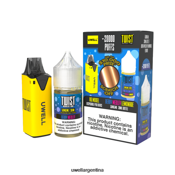 UWELL V6 dispositivo desechable + jugo daddy's vapor 30ml - paquete de colaboración clr: amarillo/flv: limonada mezcla de frutos rojos 50 mg - Vaporizador UWELL PDH2VP216