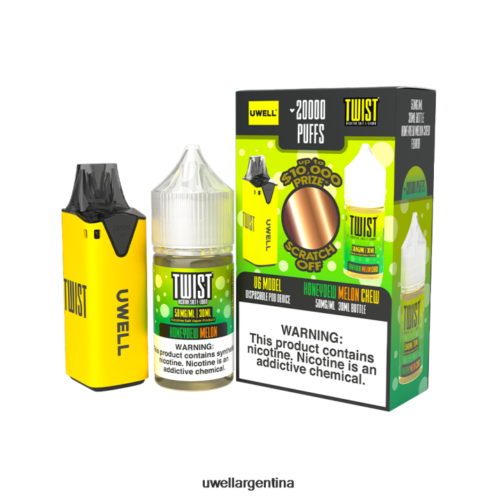 UWELL V6 dispositivo desechable + jugo daddy's vapor 30ml - paquete de colaboración clr: amarillo/flv: melón dulce masticable 50 mg - UWELL Argentina PDH2VP217
