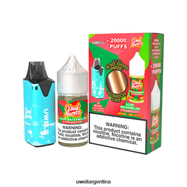 UWELL V6 dispositivo desechable + jugo daddy's vapor 30ml - paquete de colaboración clr: azul/flv: sandía ácida fresa 50 mg - UWELL Vape Price PDH2VP204