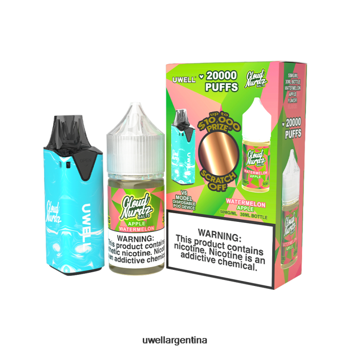 UWELL V6 dispositivo desechable + jugo daddy's vapor 30ml - paquete de colaboración clr: azul/flv: sandía manzana 50 mg - Vaper UWELL Precio PDH2VP205